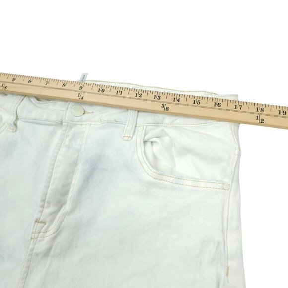 Risen Jeans Crop White with Faded Blue Tone High Rise Distressed Sz 1XL Stretch - Picture 9 of 15